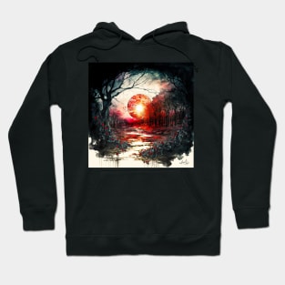 Crimson Lunar Forest Hoodie